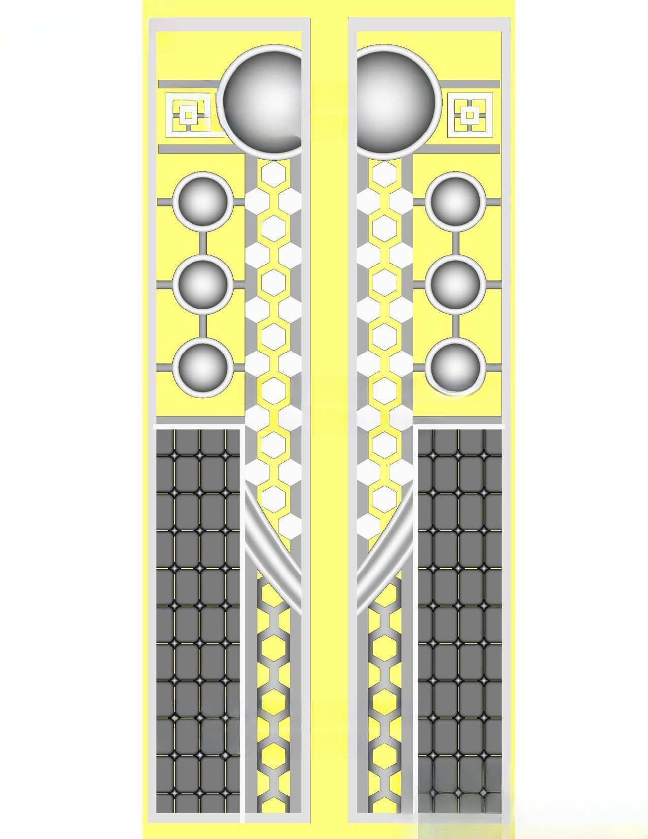 MD - MIX-108 Modern Geometric Contemporary Door 3D Model